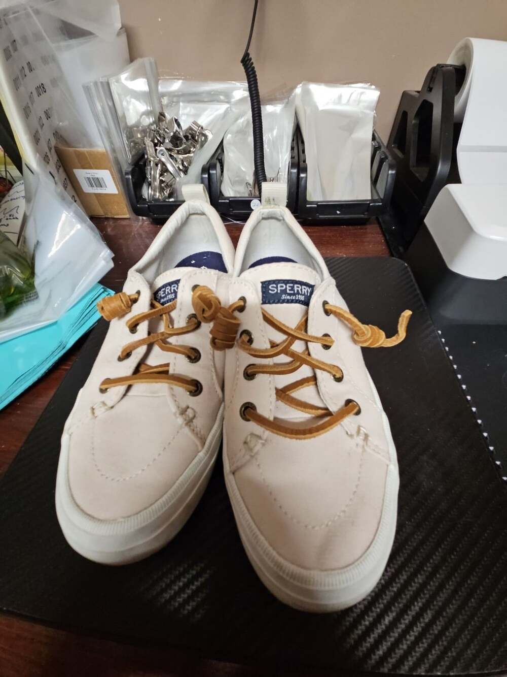 Sperry Venice Boat Sneaker Size 5 Cream Canvas